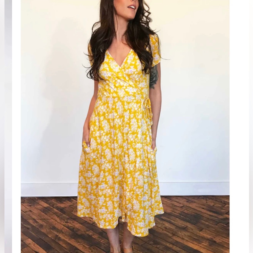 Plume and thread yellow dress size 0 small/medium